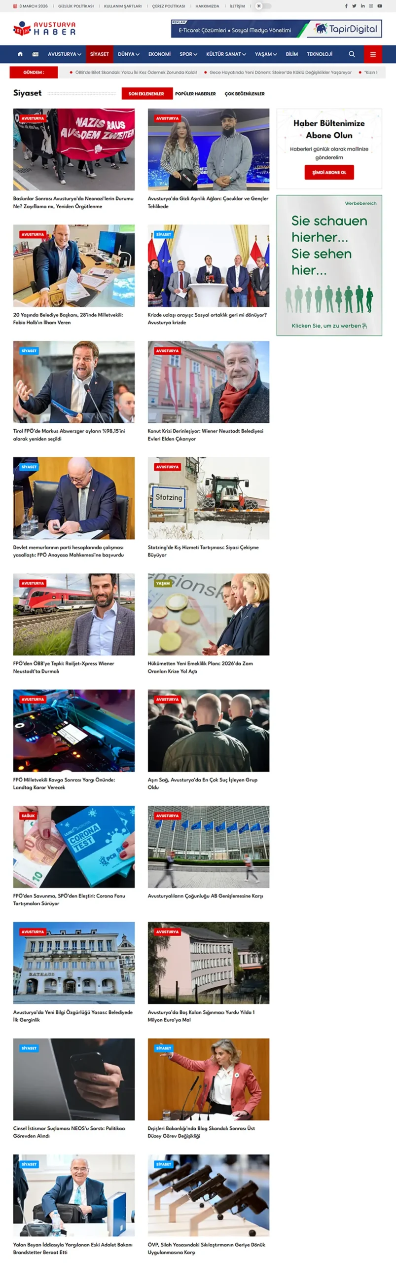 Avusturya Haber Web Tasarım Hizmeti