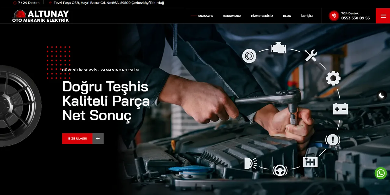 Çerkezköy Oto Tamir Web Sitesi