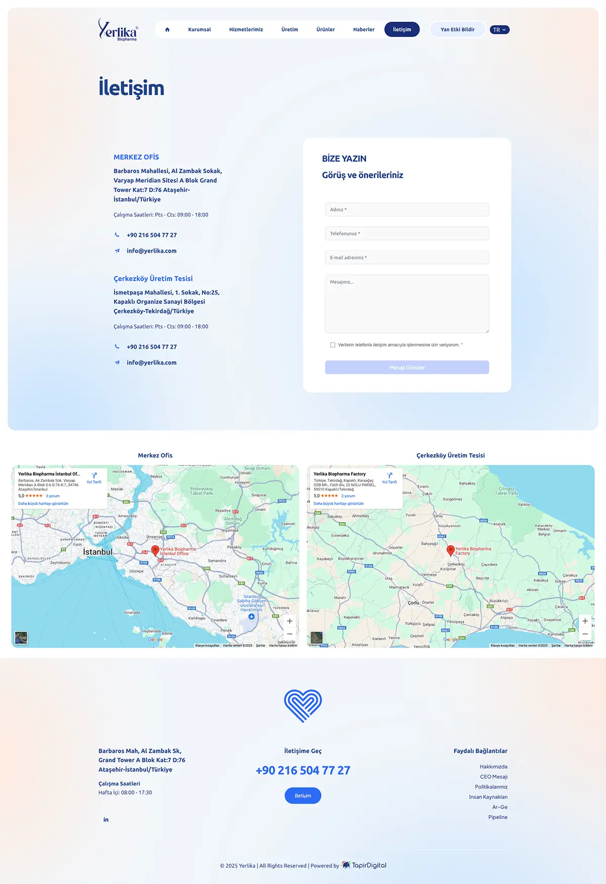 Yerlika Biopharma Web Sitesi 1